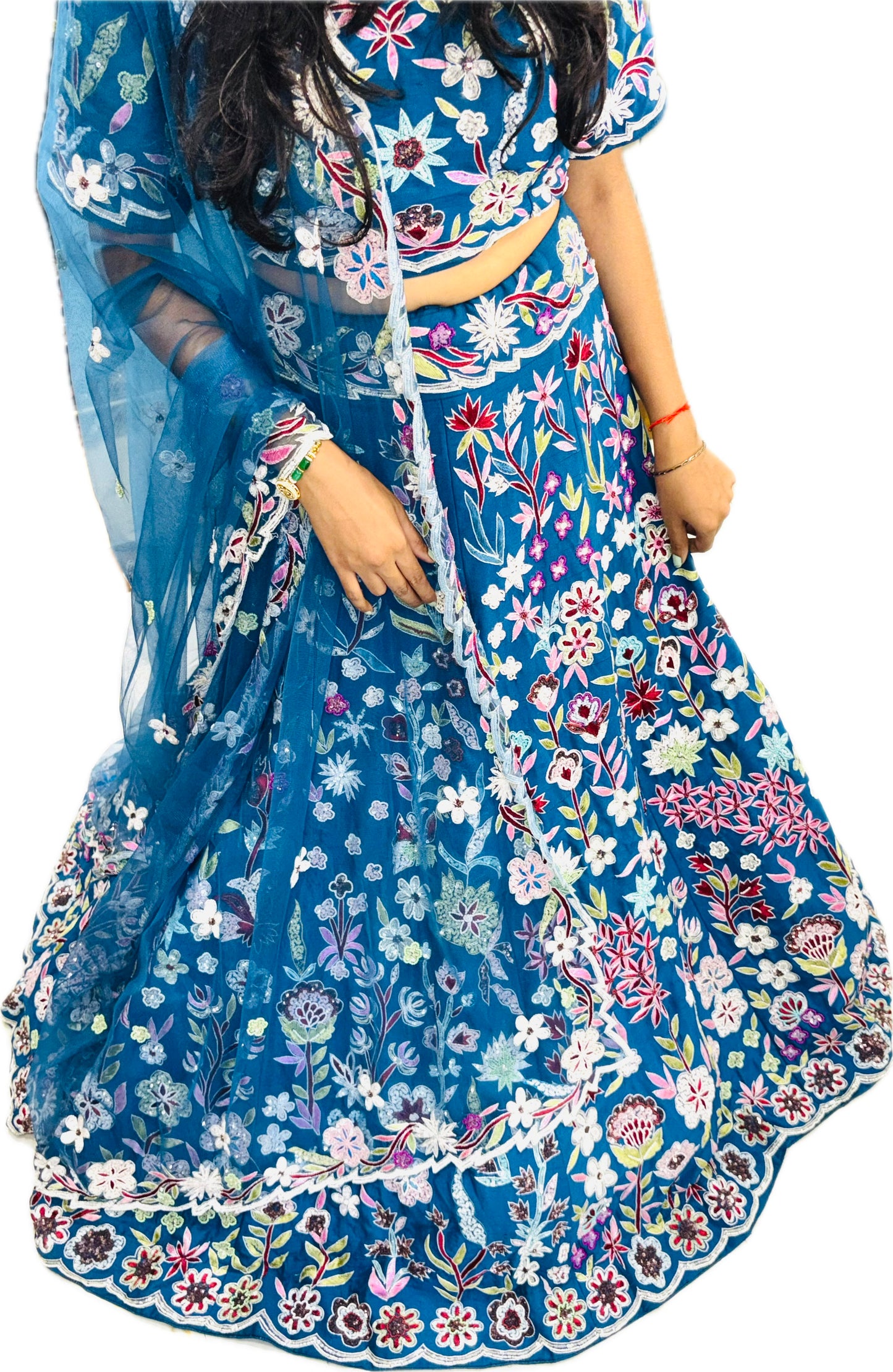 Blue handwork lehenga