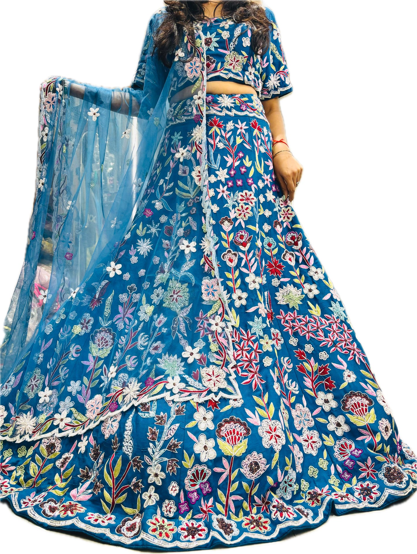 Blue handwork lehenga