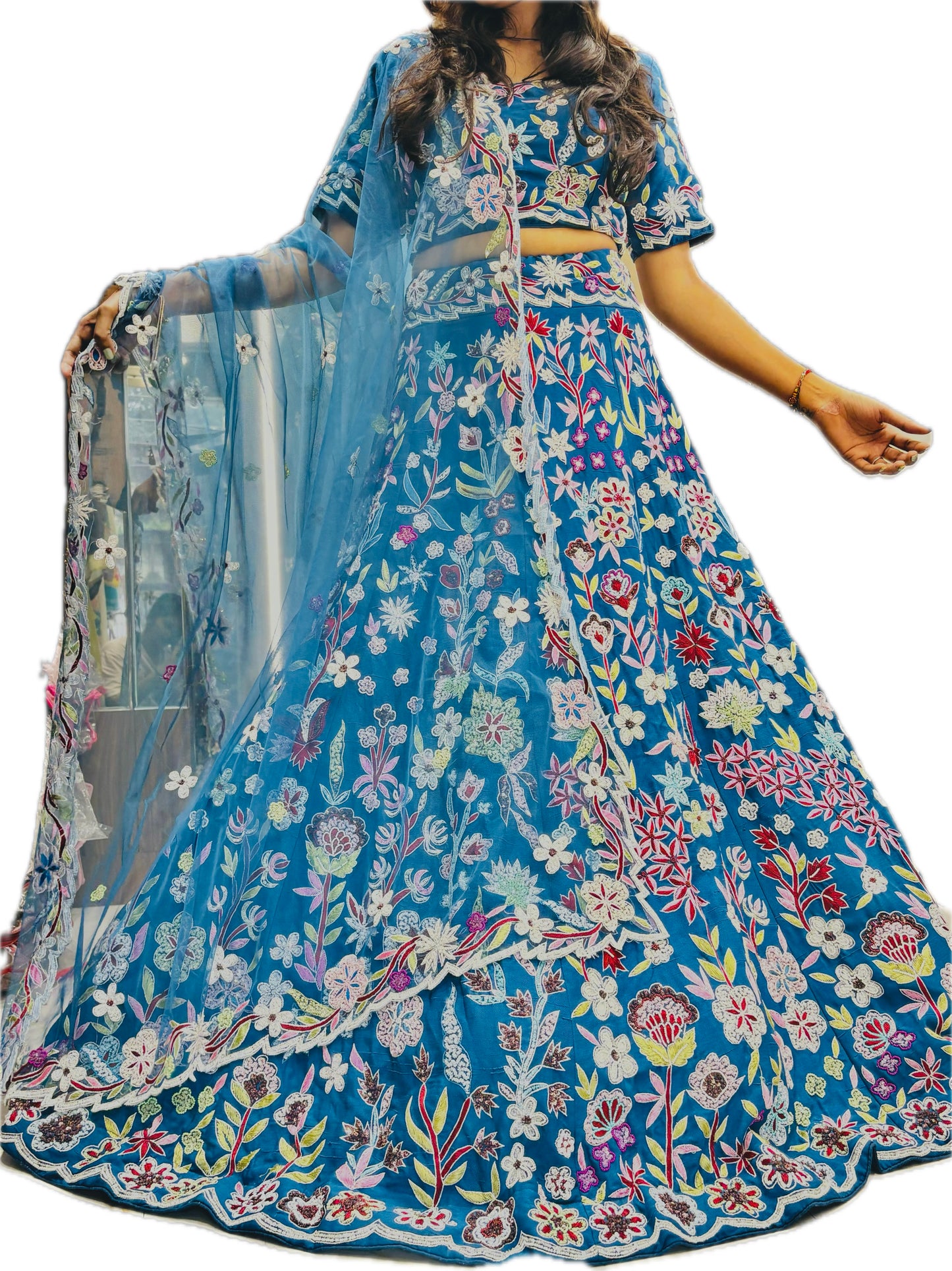 Blue handwork lehenga