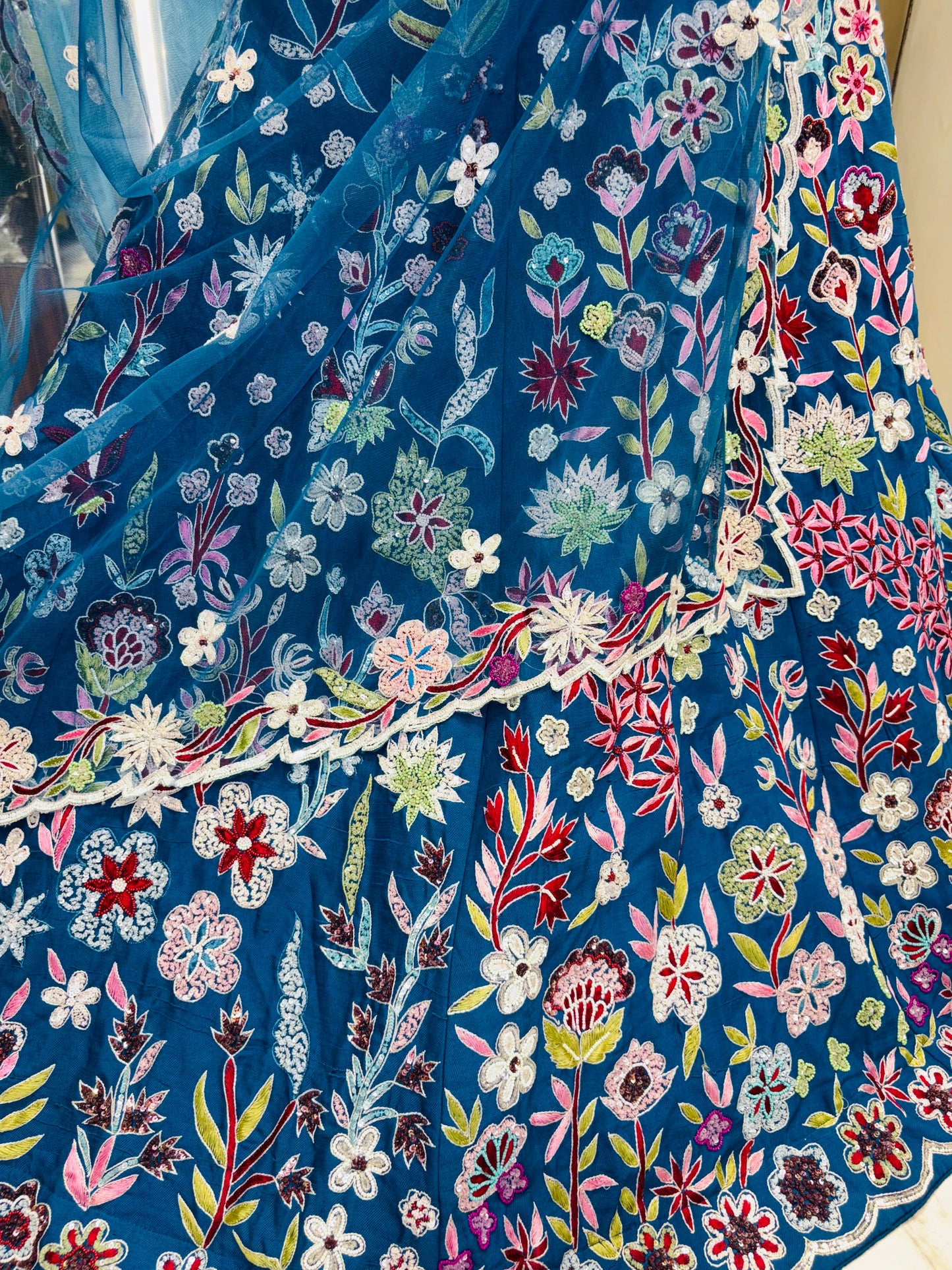 Blue handwork lehenga
