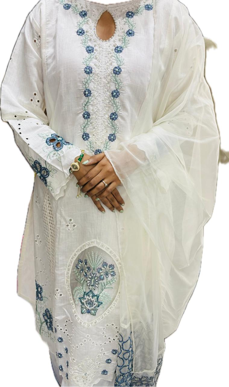 white flower kurta set